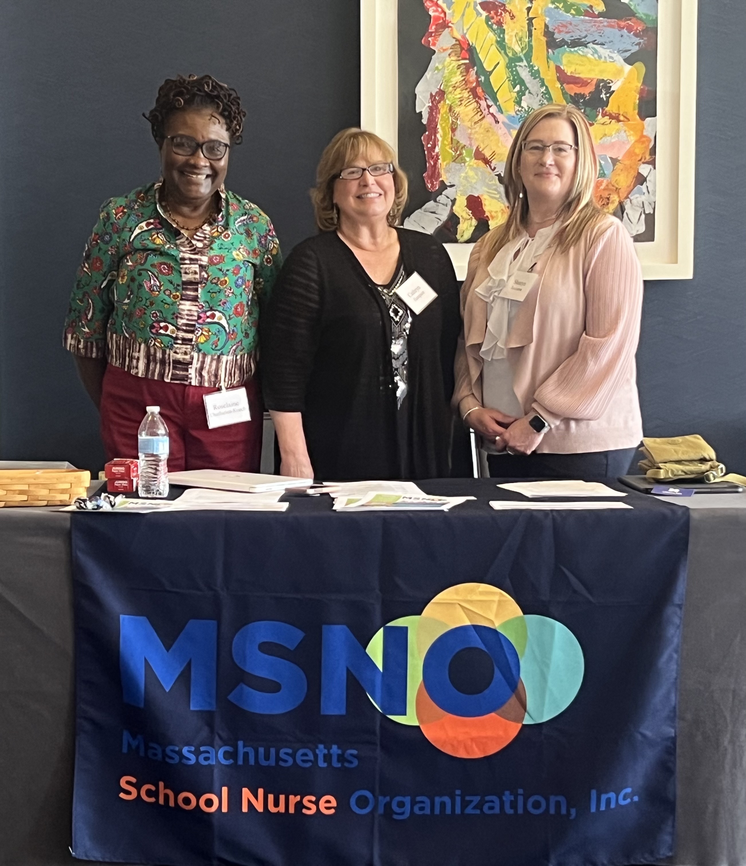 A picture of Roselaine Charlucien-Koech, Cathryn Hampson, and Shanyn Toulouse at the Summit Addressing Racism and the Workforce on April 16th